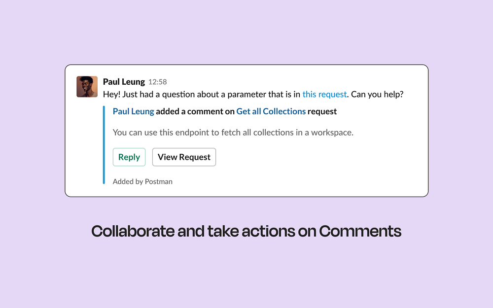 Postman feature detail — Developer Tools app on the Slack Marketplace