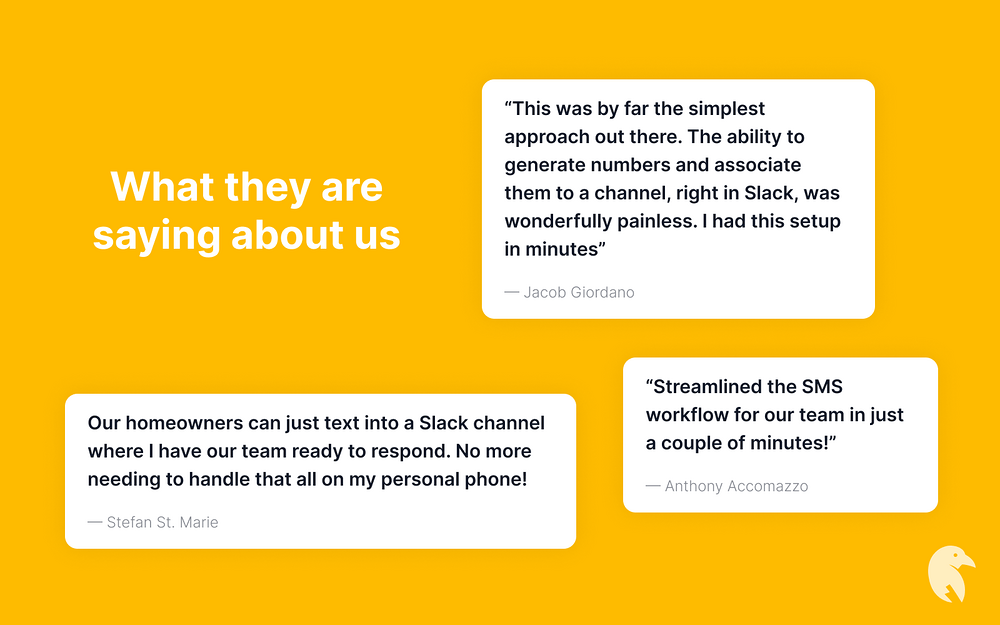 SMS to Slack mobile preview — Marketing app on the Slack Marketplace