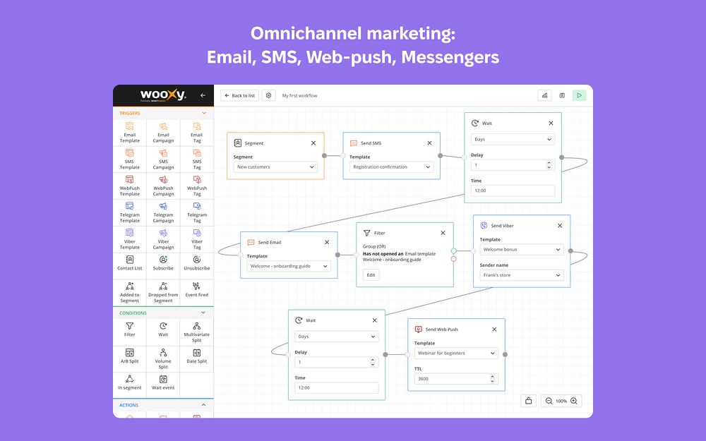 Wooxy settings interface — Marketing app on the Slack Marketplace