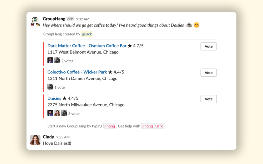 GroupHang primary marketing image — Travel app on the Slack Marketplace