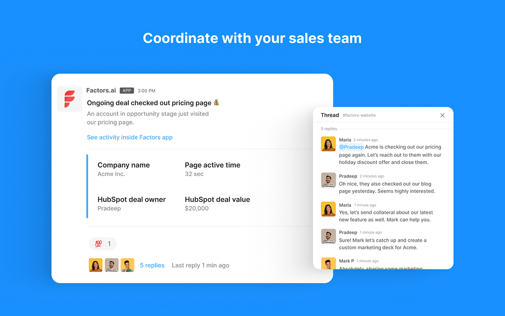 Factors.ai primary marketing image — Marketing app on the Slack Marketplace