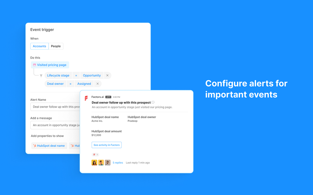 Factors.ai dashboard view — Marketing app on the Slack Marketplace