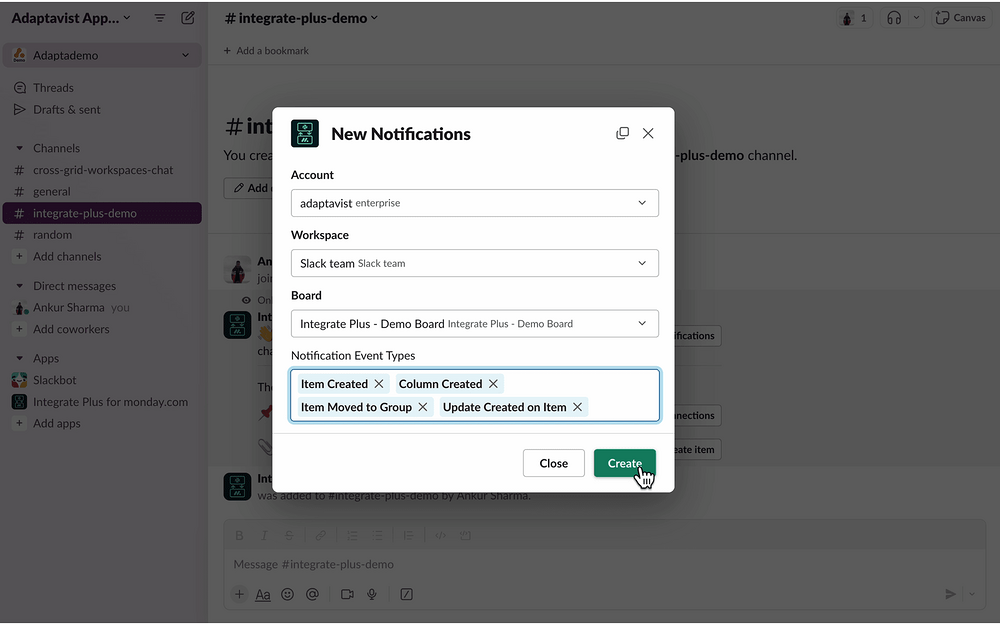 Integrate Plus for monday.com dashboard view — Project Management app on the Slack Marketplace