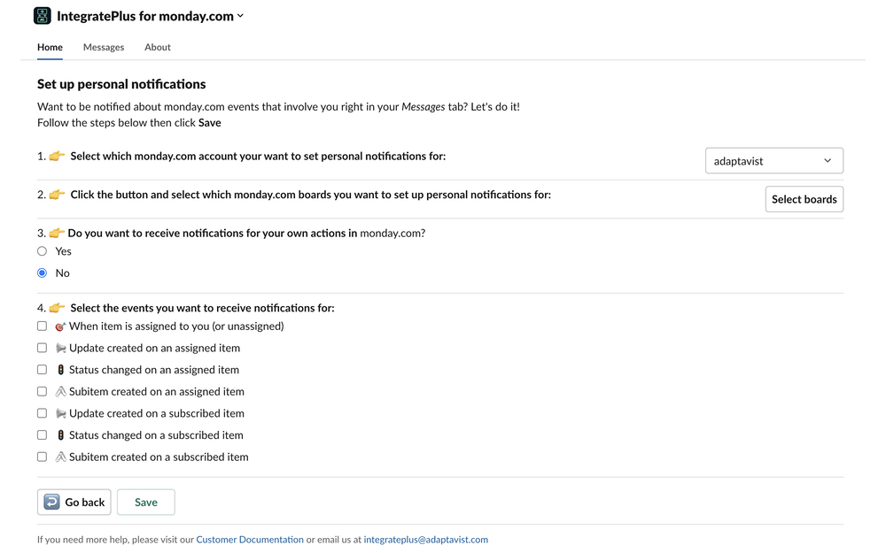 Integrate Plus for monday.com integration setup — Project Management app on the Slack Marketplace