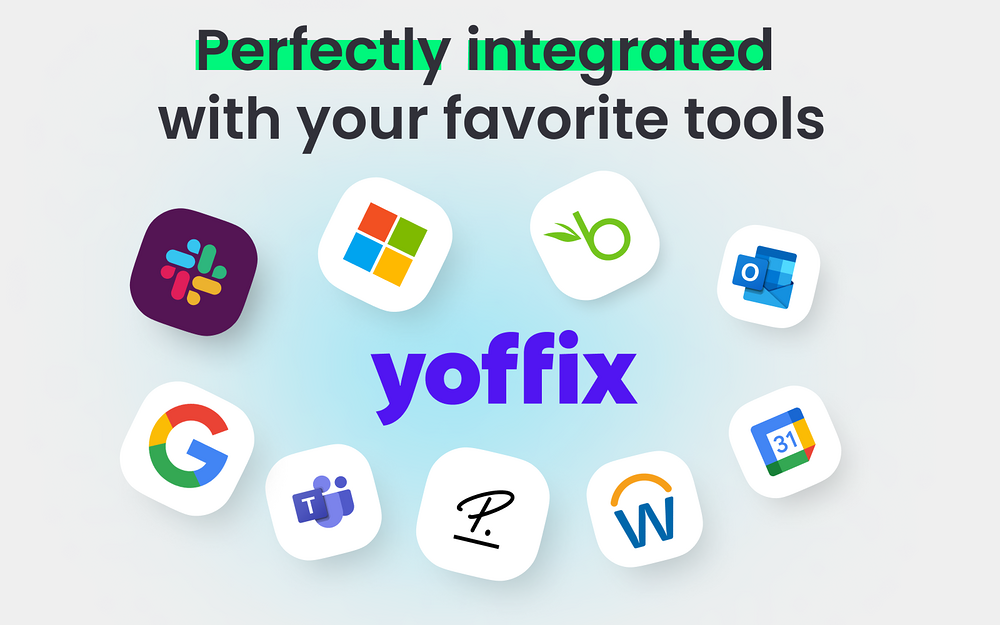 Yoffix Desk Booking & Office Management mobile preview — Office Management app on the Slack Marketplace