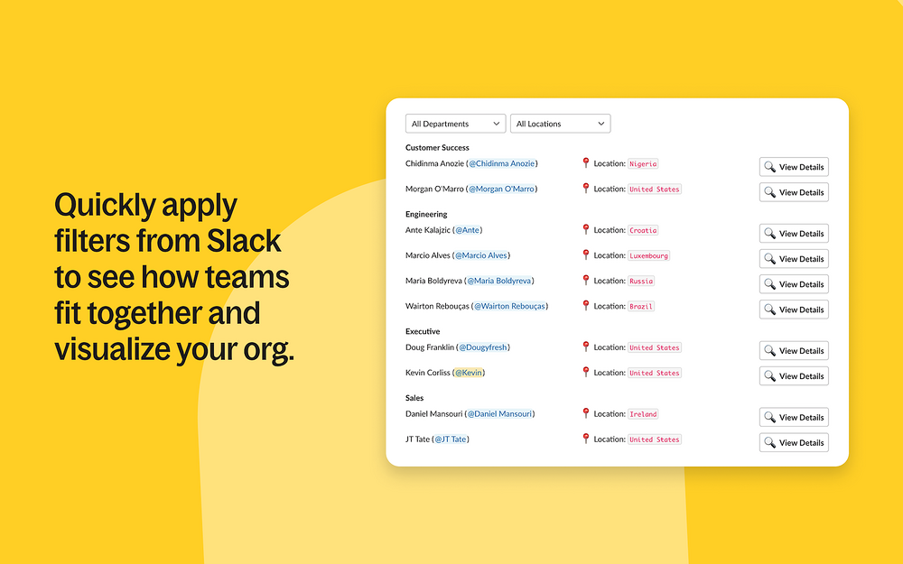 Org Chart ⚡ by Deel dashboard view — Office Management app on the Slack Marketplace