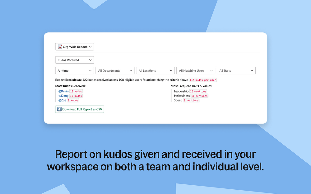 Kudos ⚡ by Deel feature detail — Office Management app on the Slack Marketplace