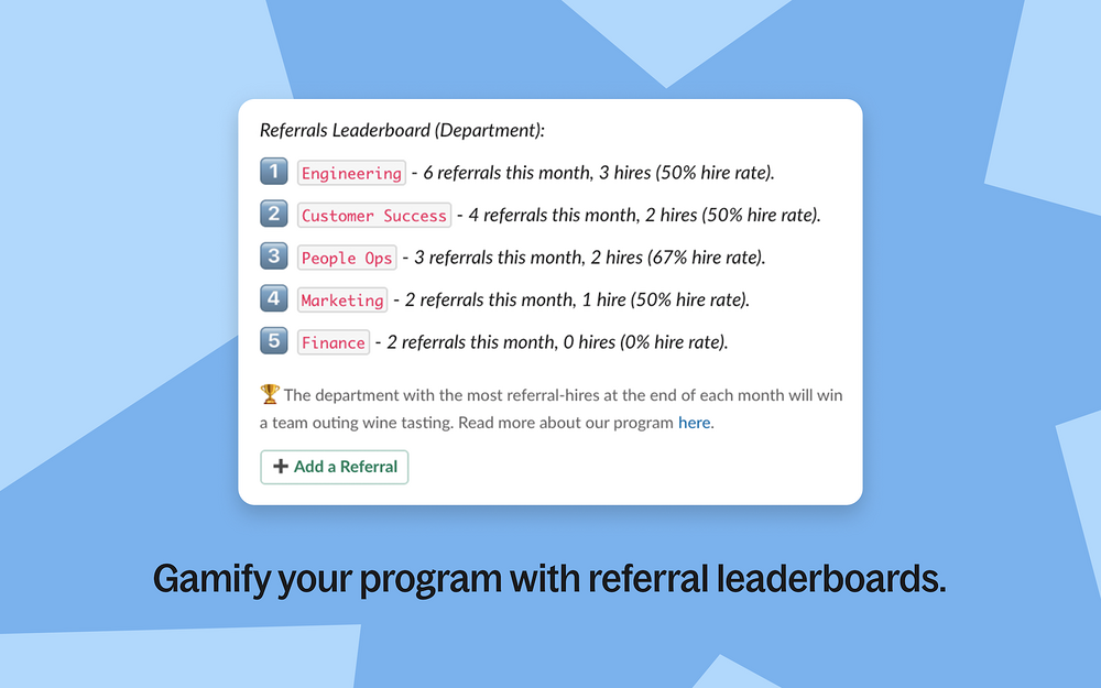 Referrals ⚡ by Deel settings interface — HR & Team Culture app on the Slack Marketplace