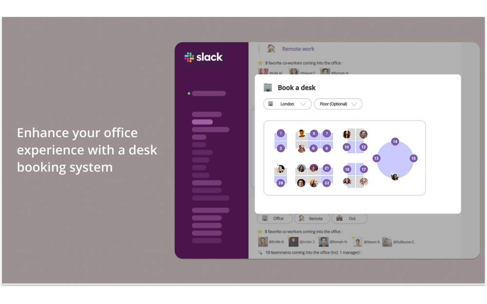 Revoluspace - Desk Booking dashboard view — Analytics app on the Slack Marketplace
