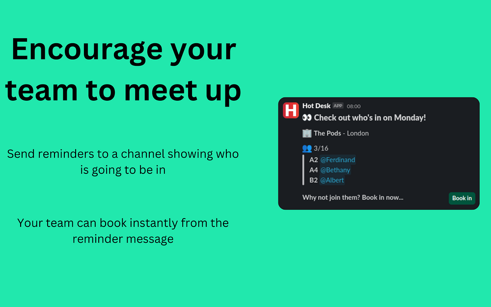 Hot Desk feature detail — Office Management app on the Slack Marketplace