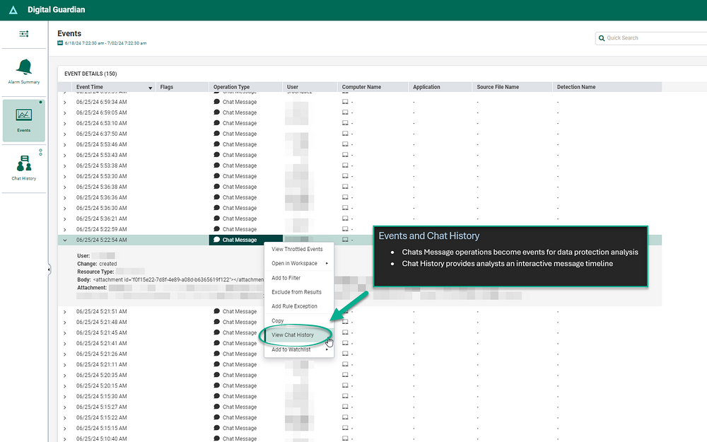 Fortra's Digital Guardian feature detail — Security & Compliance app on the Slack Marketplace