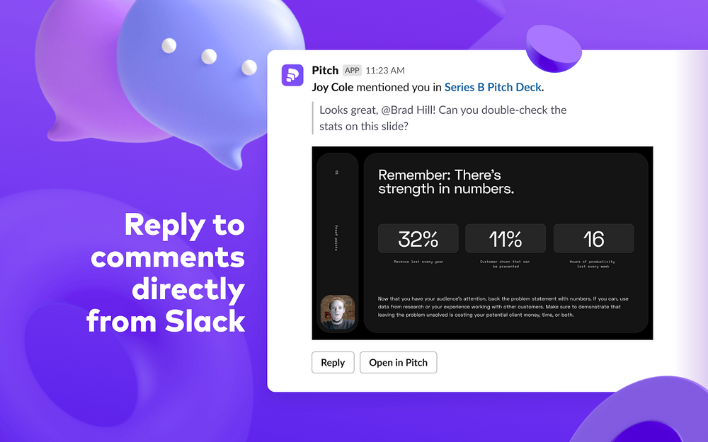 Pitch dashboard view — Design app on the Slack Marketplace