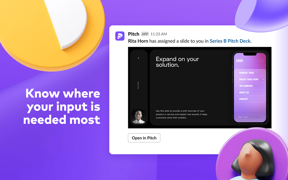 Pitch settings interface — Design app on the Slack Marketplace