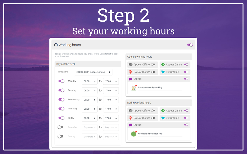 Don‘t Interrupt settings interface — Health & Wellness app on the Slack Marketplace