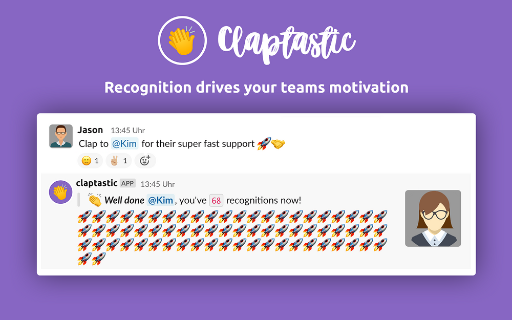 claptastic primary marketing image — Social & Fun app on the Slack Marketplace