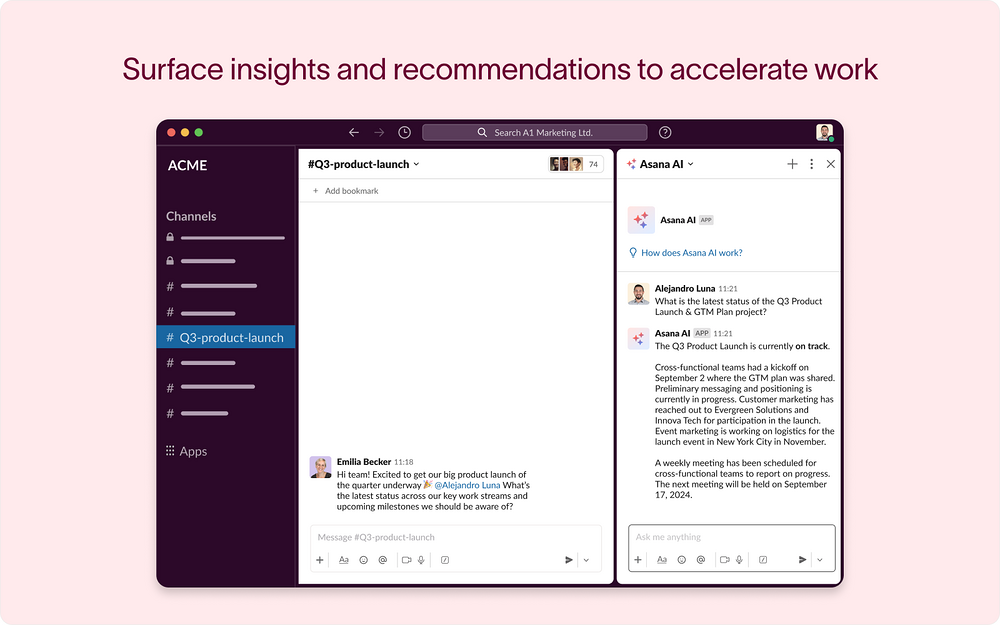 Asana integration setup — AI Apps & Assistants app on the Slack Marketplace