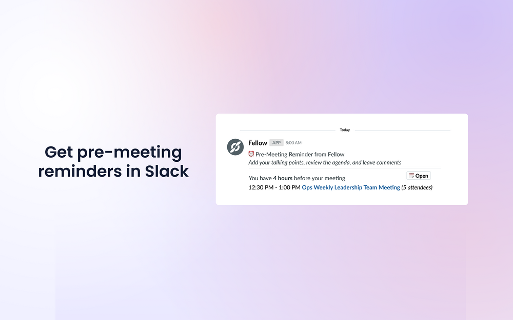 Fellow integration setup — Voice & Video app on the Slack Marketplace