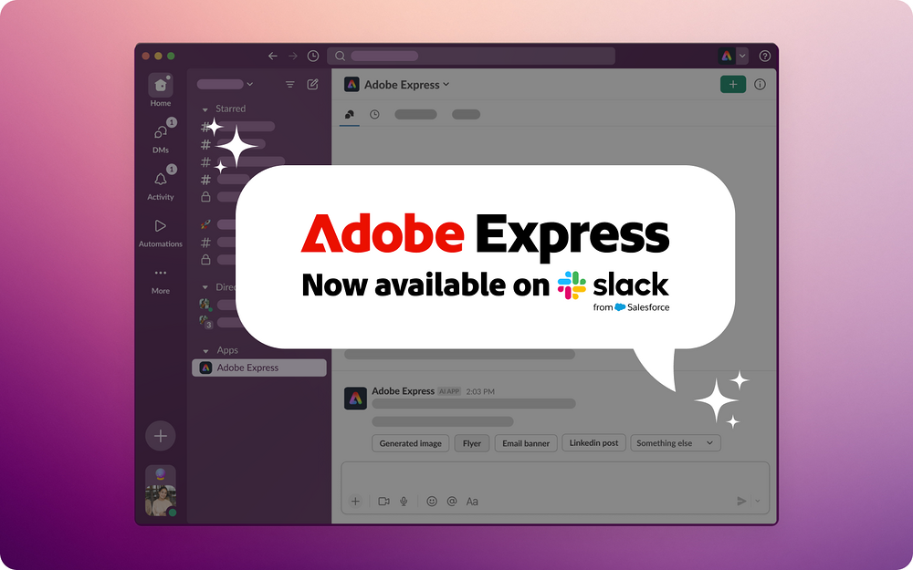 Adobe Express primary marketing image — File Management app on the Slack Marketplace