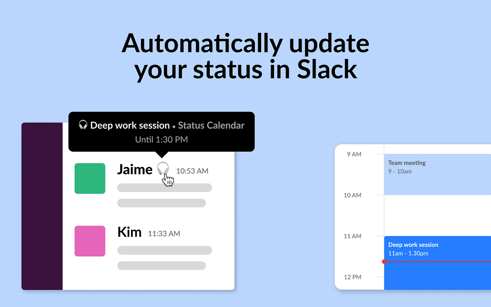 Status Calendar primary marketing image — Health & Wellness app on the Slack Marketplace