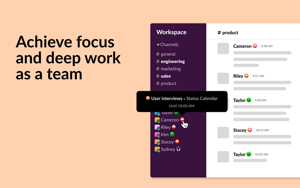 Status Calendar integration setup — Health & Wellness app on the Slack Marketplace