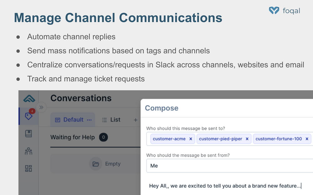 Foqal Agent feature detail — Customer Support app on the Slack Marketplace