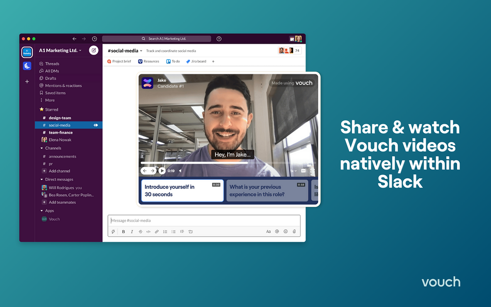 Vouch primary marketing image — Voice & Video app on the Slack Marketplace
