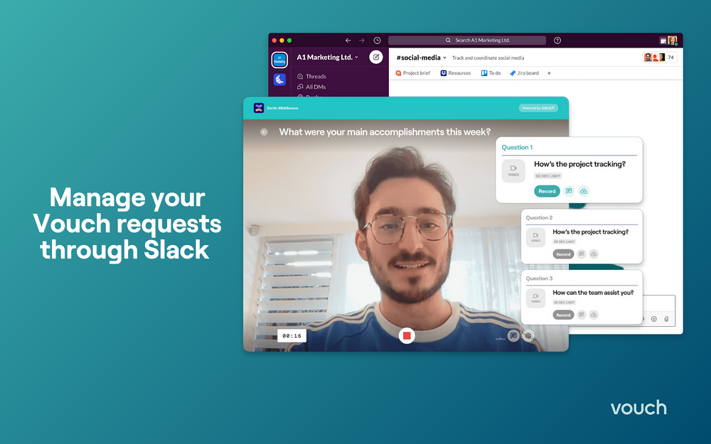 Vouch dashboard view — Voice & Video app on the Slack Marketplace