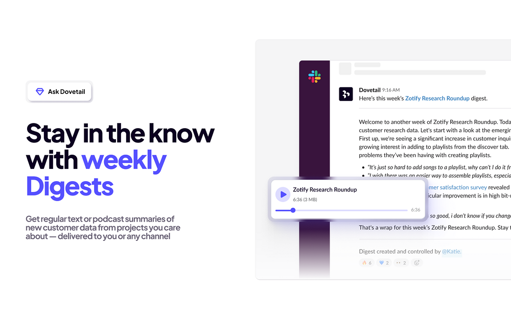 Dovetail feature detail — Design app on the Slack Marketplace