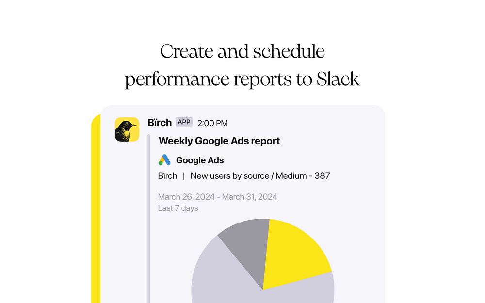 Bïrch dashboard view — Marketing app on the Slack Marketplace