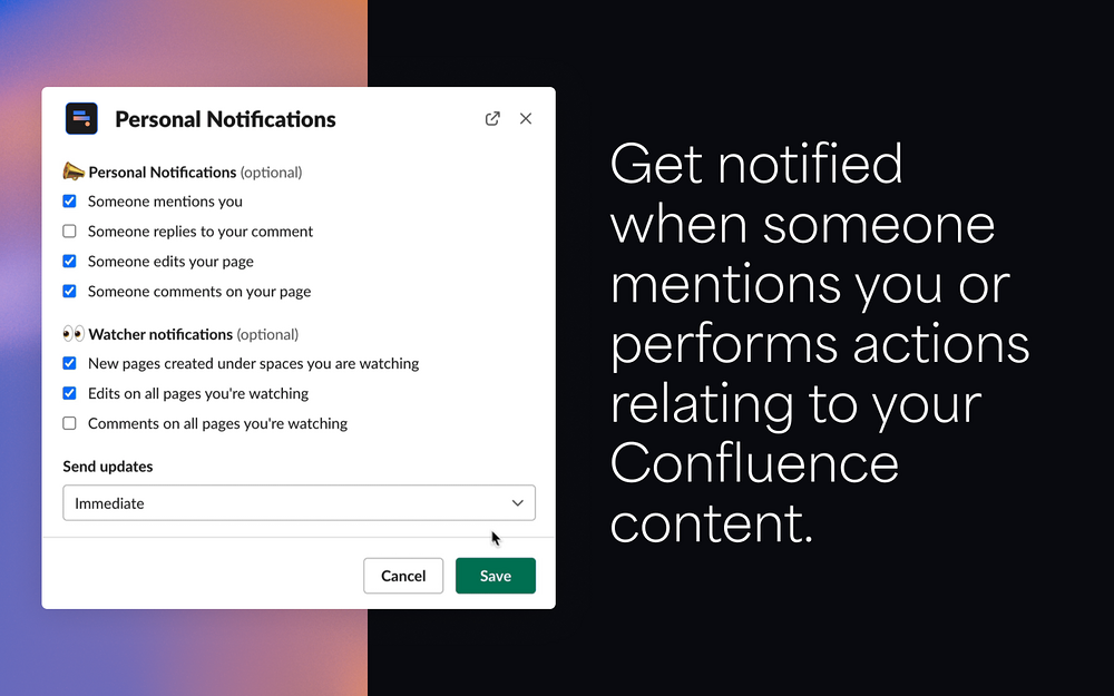 Docs+ for Confluence feature detail — Project Management app on the Slack Marketplace