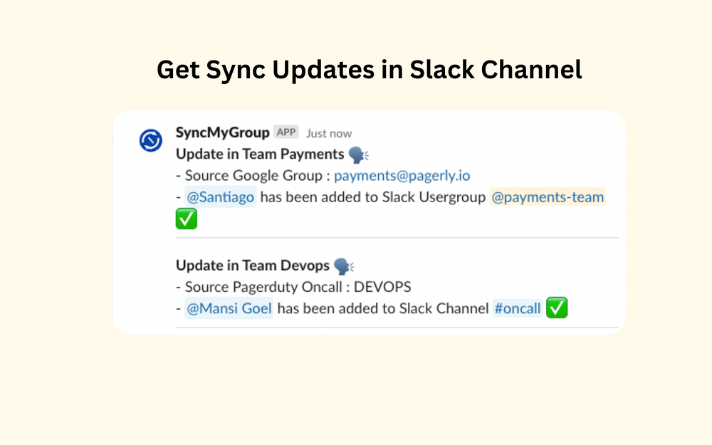 SyncMyGroup settings interface — Brilliant Bots app on the Slack Marketplace