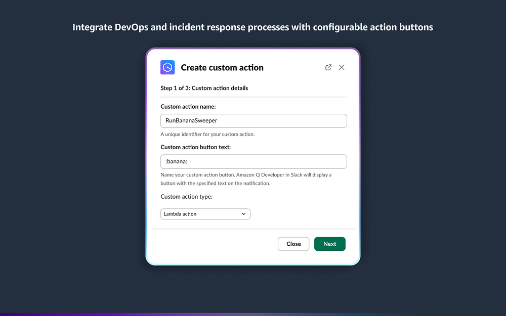 Amazon Q Developer integration setup — Developer Tools app on the Slack Marketplace