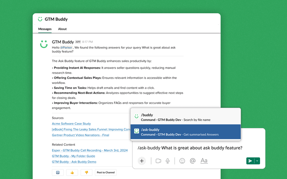 GTM Buddy primary marketing image — Marketing app on the Slack Marketplace
