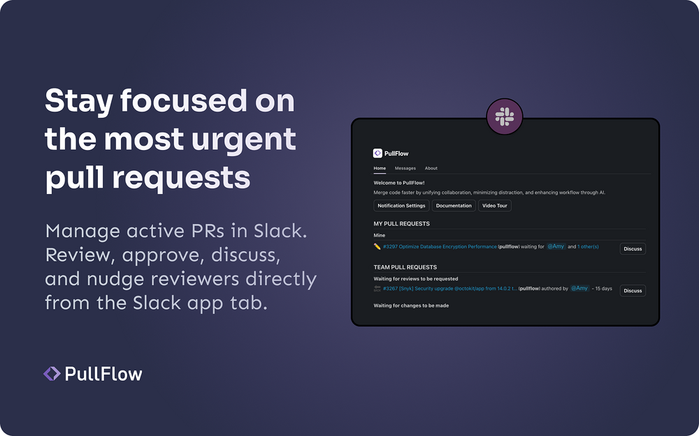 PullFlow integration setup — Project Management app on the Slack Marketplace