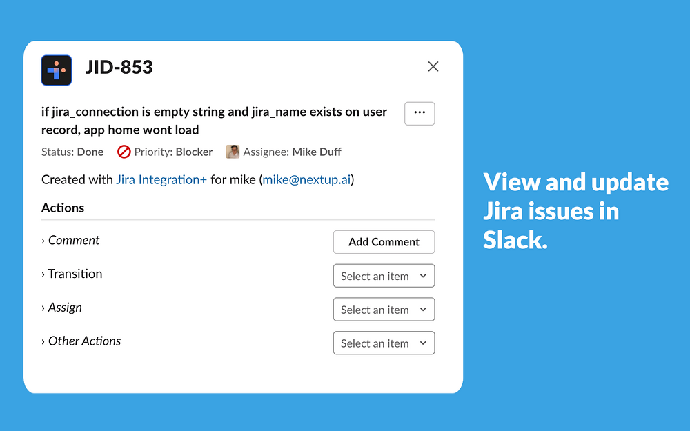 Jira Integration+ dashboard view — Brilliant Bots app on the Slack Marketplace