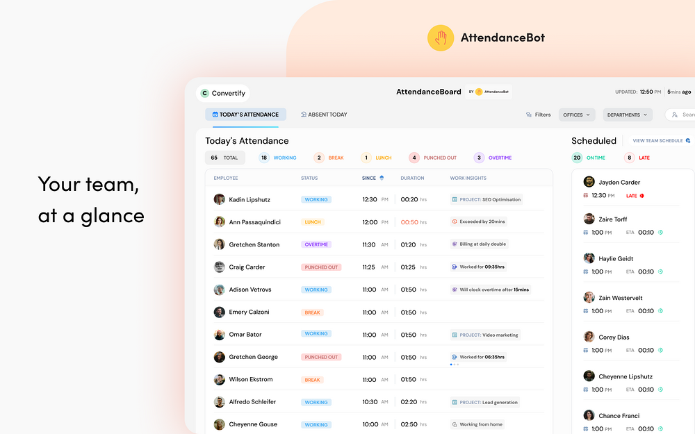 AttendanceBot – PTO & Time Tracking primary marketing image — Brilliant Bots app on the Slack Marketplace