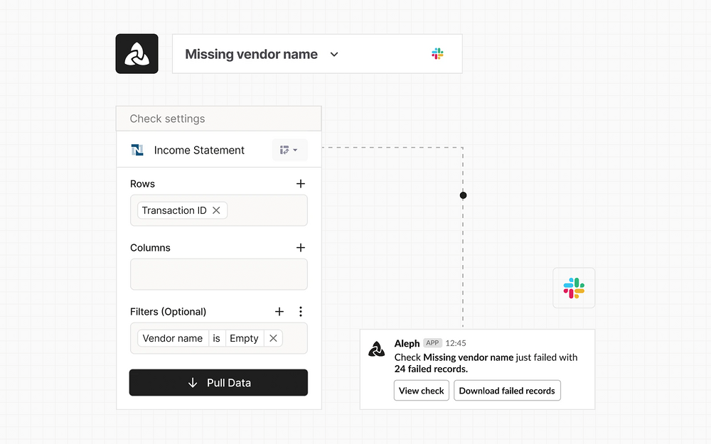 Aleph primary marketing image — Finance app on the Slack Marketplace