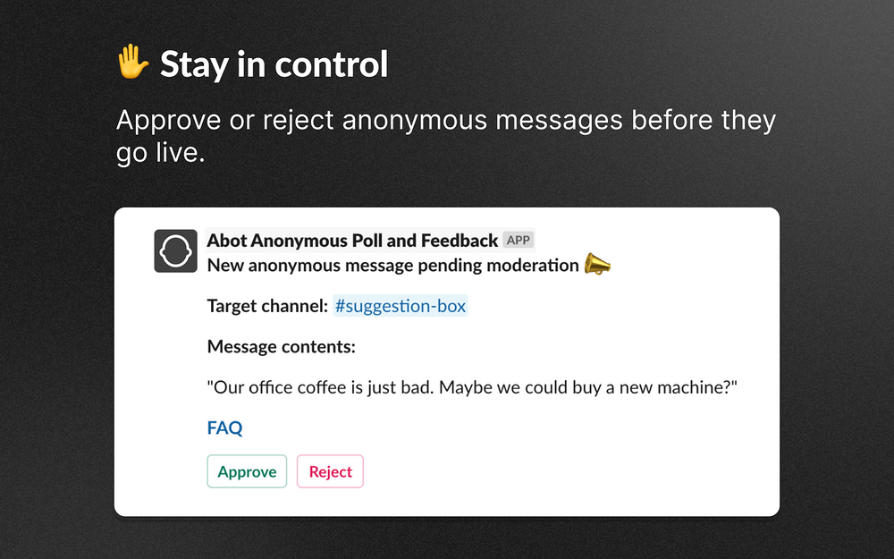 Abot | Anonymous Poll and Feedback integration setup — Brilliant Bots app on the Slack Marketplace