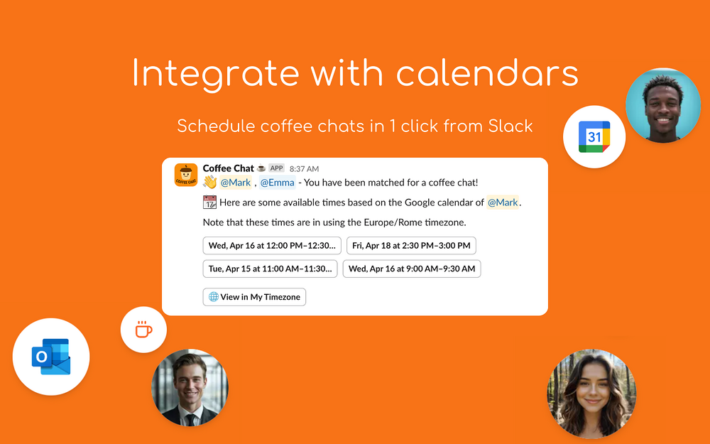 Coffee & Chat ☕️ - Donut & Chats 🍩 feature detail — Social & Fun app on the Slack Marketplace