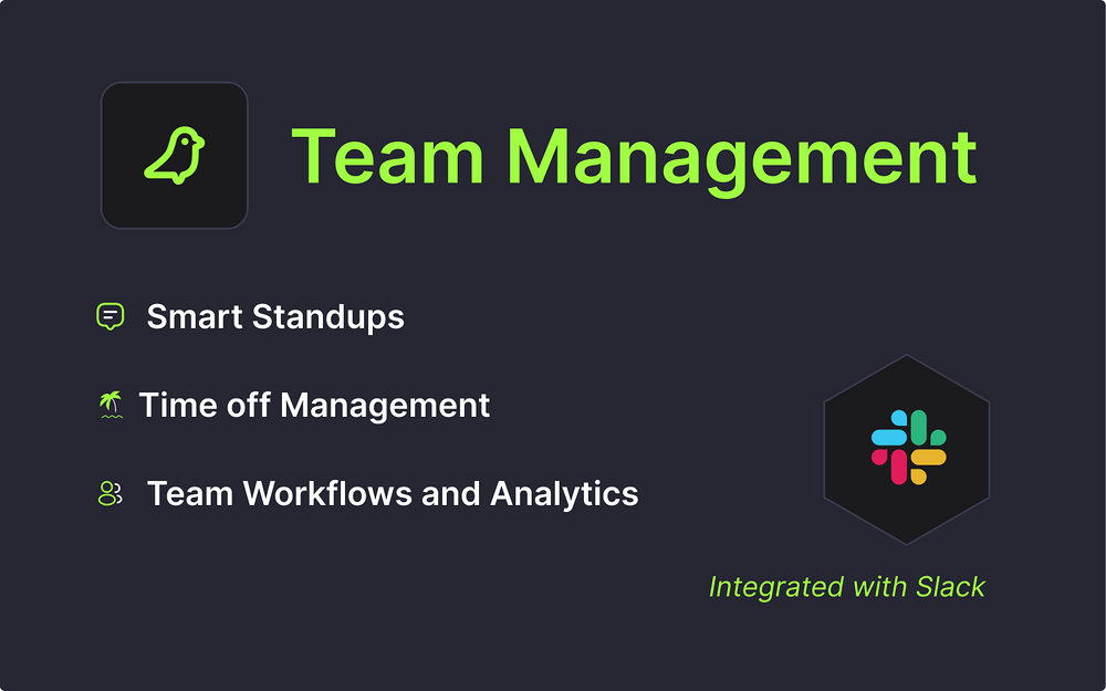 Teamplify: Time Off, Standups primary marketing image — Analytics app on the Slack Marketplace