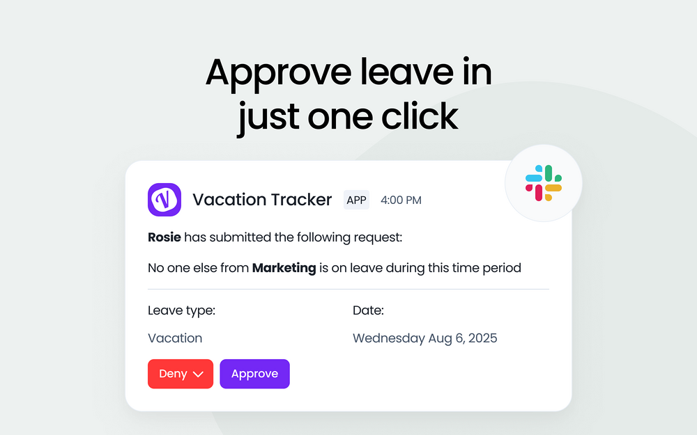 Vacation Tracker | PTO & Leave dashboard view — Brilliant Bots app on the Slack Marketplace