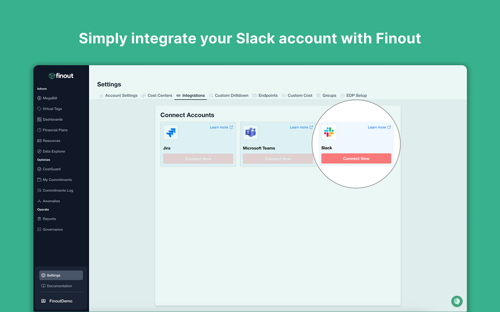 Finout primary marketing image — Finance app on the Slack Marketplace