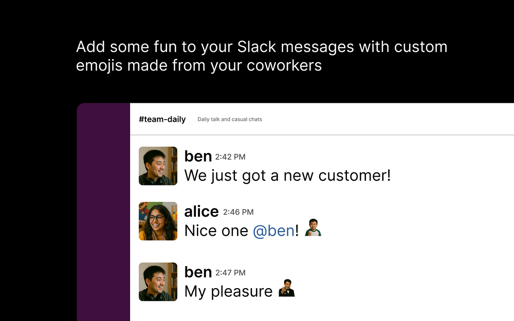Custom Emoji primary marketing image — Health & Wellness app on the Slack Marketplace
