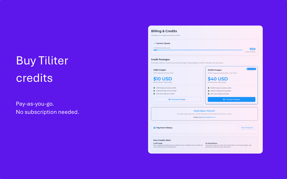 Tiliter Vision Bot settings interface — File Management app on the Slack Marketplace