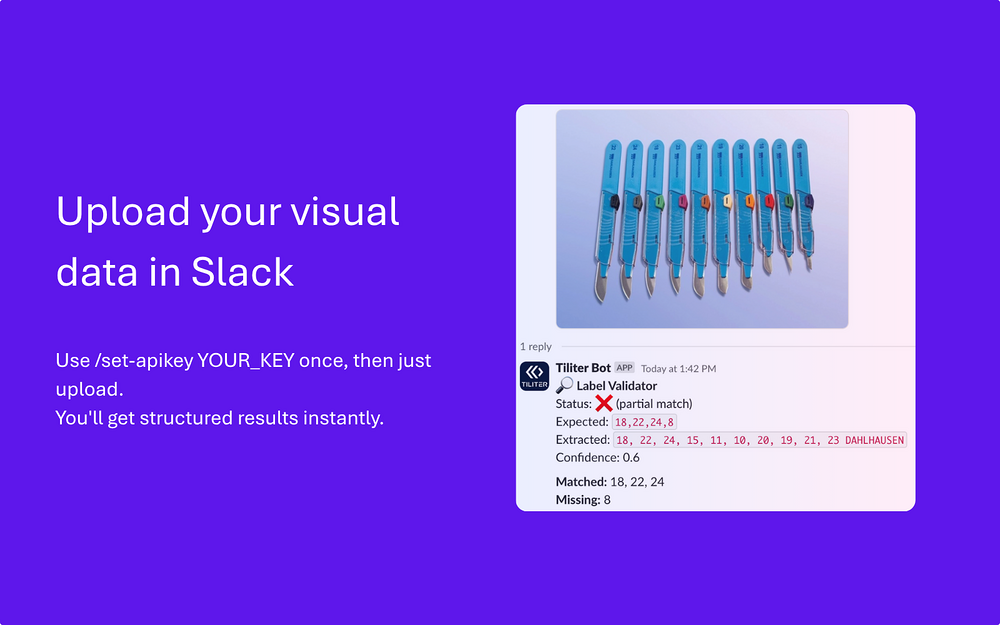 Tiliter Vision Bot mobile preview — File Management app on the Slack Marketplace