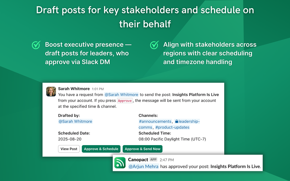 Canopact feature detail — Analytics app on the Slack Marketplace