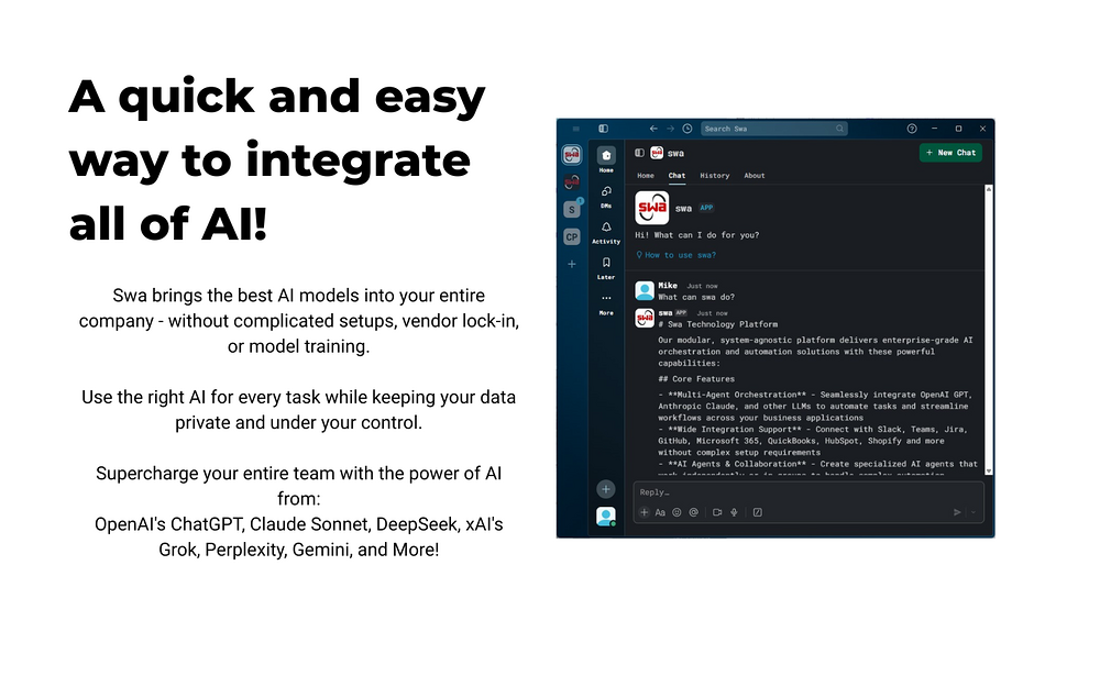 Swa primary marketing image — Marketing app on the Slack Marketplace
