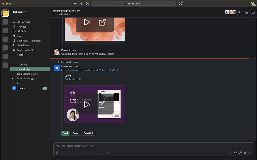 Loom feature detail — Voice & Video app on the Slack Marketplace