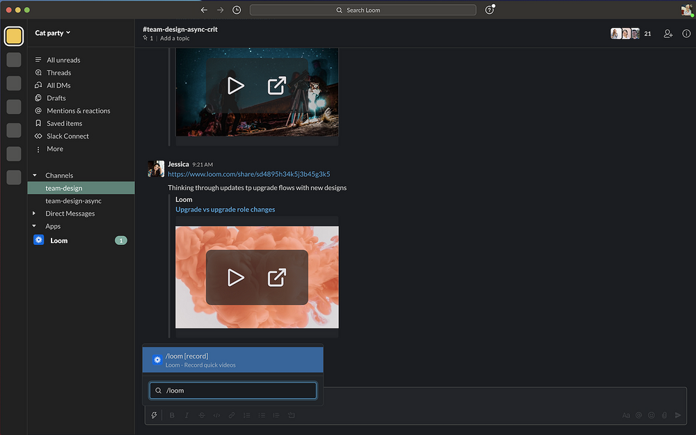Loom integration setup — Voice & Video app on the Slack Marketplace