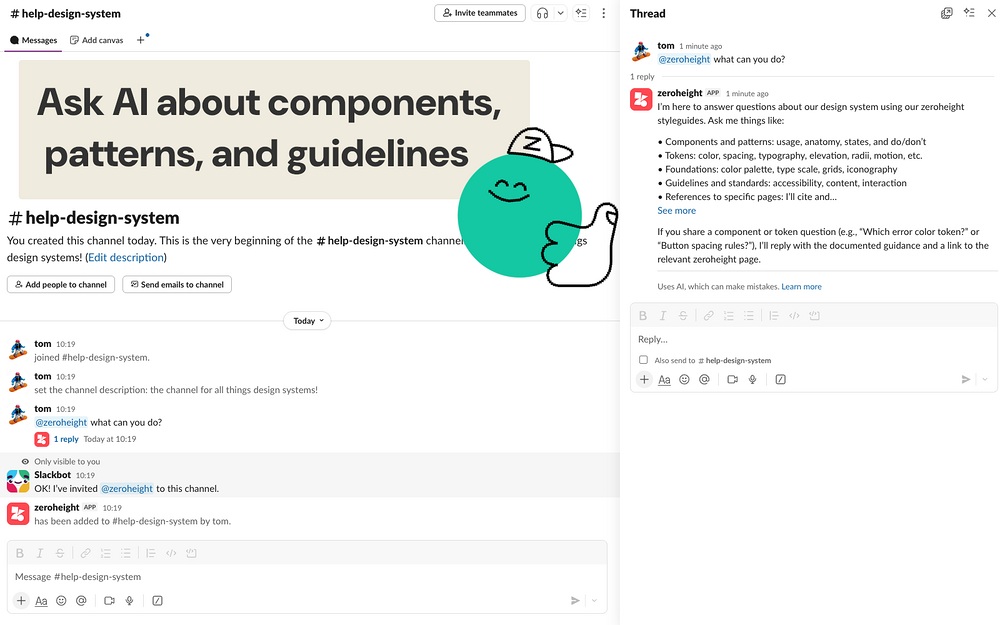 zeroheight dashboard view — Design app on the Slack Marketplace